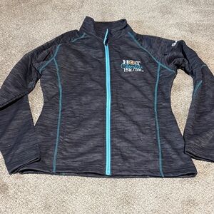 Gray Full-Zip Jacket with Blue Accents